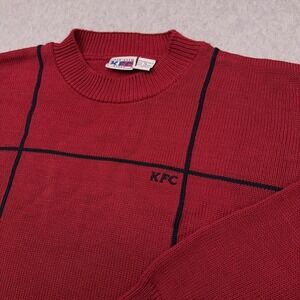 Vintage KFC Team Gear Sweater Men's Medium Red Crew Neck Employee‎ Uniform